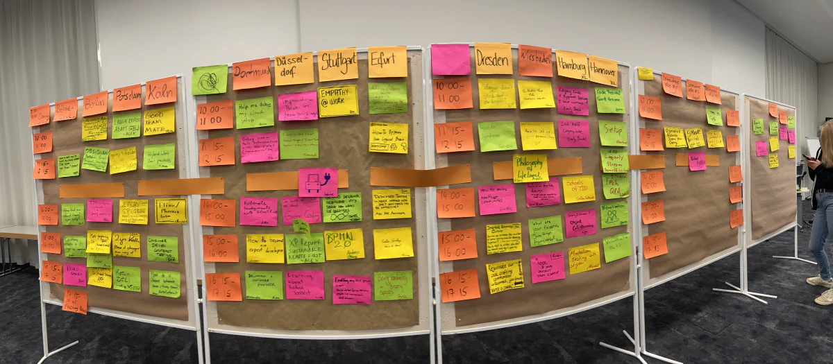 The open space marketplace, where sessions are proposed each morning